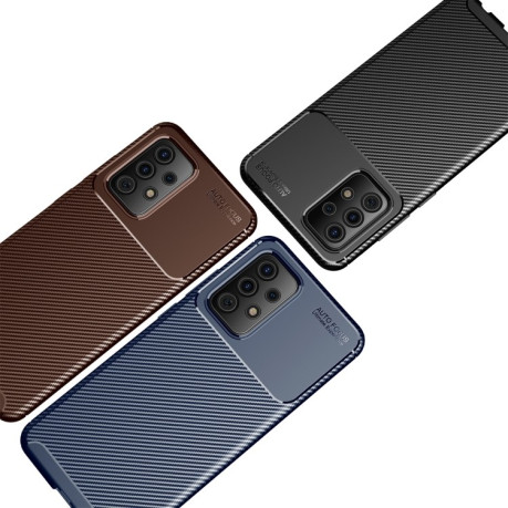 Ударозащитный чехол HMC Carbon Fiber Texture на Samsung Galaxy A72 - коричневый