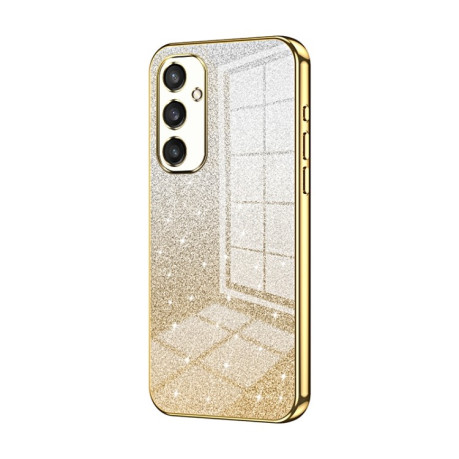 Ударозащитный чехол Gradient Glitter Powder Electroplated на Samsung Galaxy S24 5G - розовое золотой