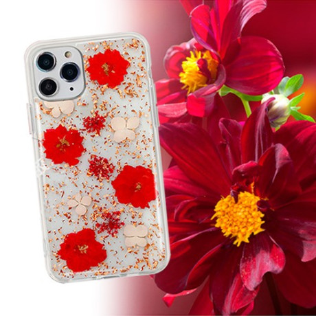 Чехол X-Fitted  FLORA из натуральных цветков для iPhone 12 pro max- red flower