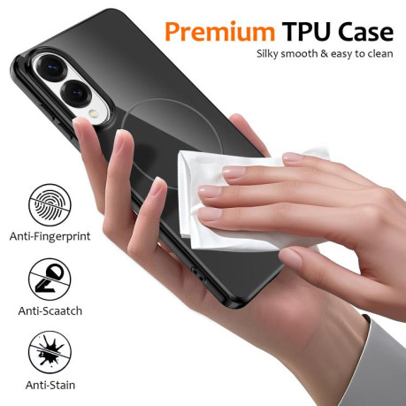 Противоударный чехол Glossy TPU Shockproof MagSafe на Samsung Galaxy S25 Edge 5G - черный