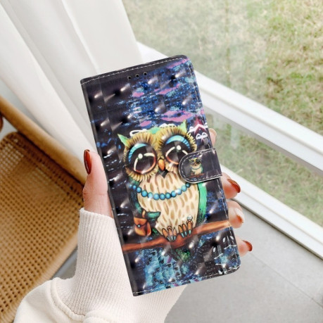 Чехол-книжка 3D Painting для Samsung Galaxy A36 5G - Big-eyed owl