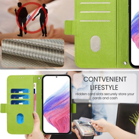 Чохол-книжка Embossed Rose RFID Anti-theft Leather для Samsung Galaxy A16 5G - зелений