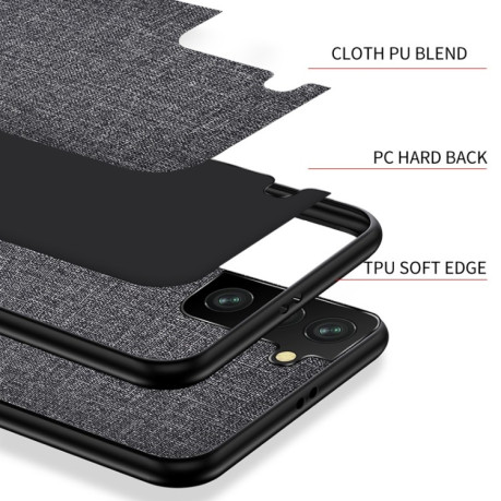 Противоударный чехол Cloth Texture на Samsung Galaxy S21 - коричневый