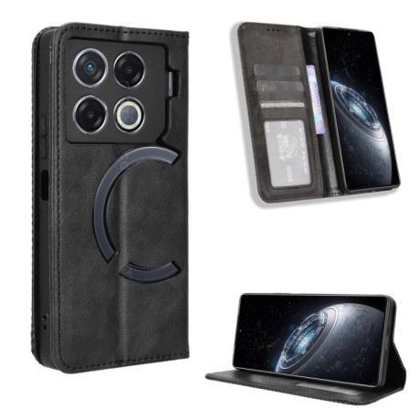 Чехол-книжка Magnetic Buckle Retro Crazy Horse Texture на Infinix GT 20 Pro 5G - черный