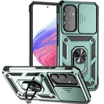 Чехол со шторкой на камеру Sliding Camshield и подставкой на Samsung Galaxy A54 5G - зеленый