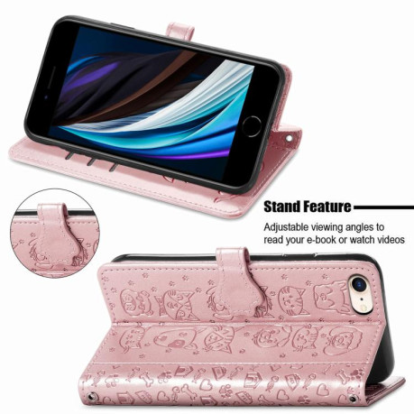 Чехол-книжка Cat and Dog для iPhone 16e - розовое золото