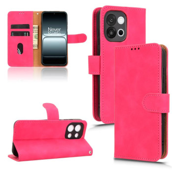 Чехол-книжка в стиле Retro мягкое покрытие Skin Feel деловой дизайн на OnePlus 13T - пурпурно-красный