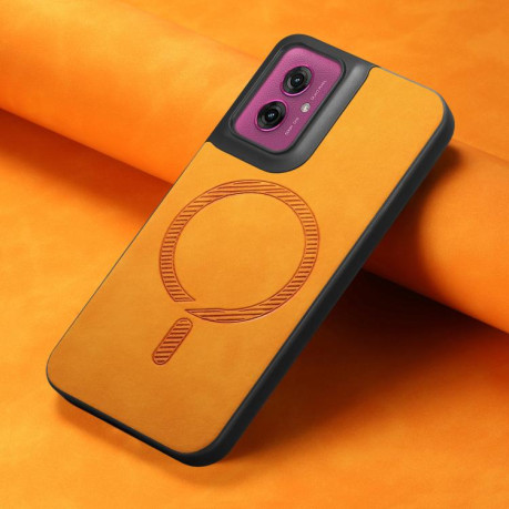 Чехол Retro MagSafe Magnetic PU на Motorola Moto G55 - желтый