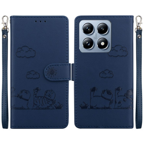 Чехол-книжка Cute Cats RFID Leather для Xiaomi 14T Pro - синий