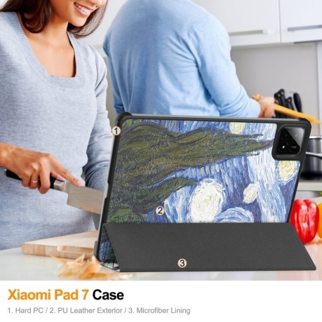 Чохол-книжка Custer Painted 3-Fold Stand Leather Smart для Xiaomi Pad 7/7 Pro - Sky