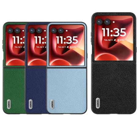 Чехол ABEEL Genuine Leather Luxury для Motorola Razr 60 Ultra - синій