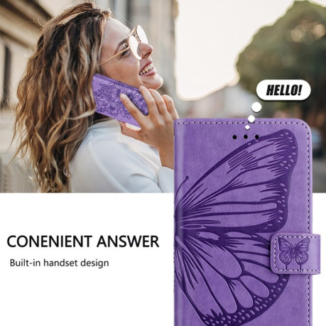 Чехол-книжка Embossed Butterfly для Infinix Smart 8 Plus / Smart 8 Pro - фиолетовый