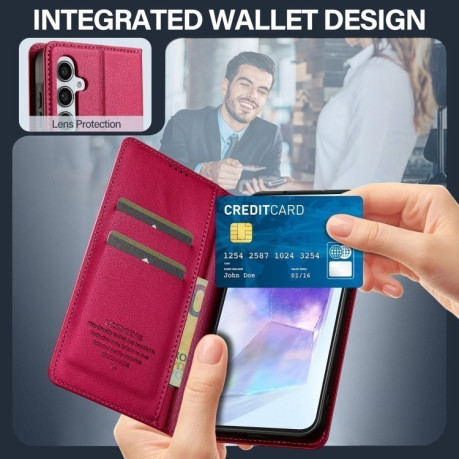 Чехол-книжка LC.IMEEKE L1 Series Frosted Fine Texture для Samsung Galaxy S25+ 5G - красный