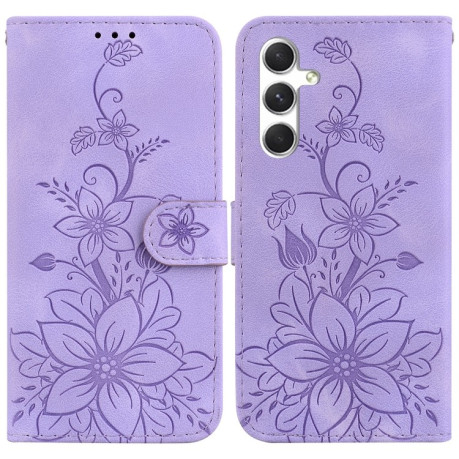 Чохол-книжка Lily Embossed Leather  для Samsung Galaxy S25+ 5G 5G - фіолетовий