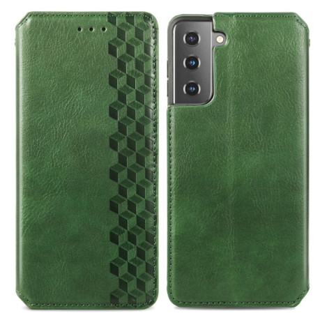 Чехол-книжка Cubic Grid на Samsung Galaxy S21 - зеленый