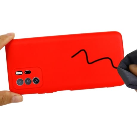 Чехол Solid Color Liquid Silicone на Xiaomi Redmi Note 10 Pro / Poco X3 - красный