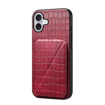 Протиударний чохол Imitation Crocodile Leather Back для iPhone 16 Plus - пурпурно-червоний