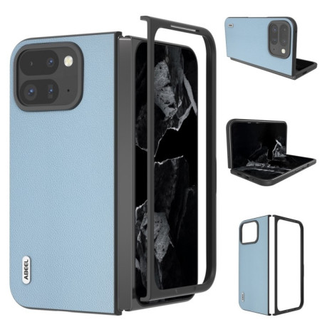 Чехол ABEEL Genuine Leather Luxury для Google Pixel 9 Pro Fold - голубой