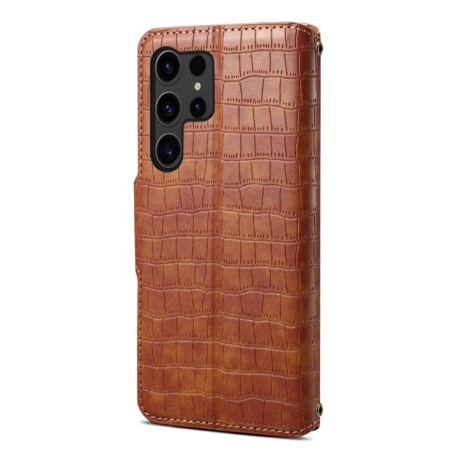Чохол Denior Crocodile Texture Oil Edge Leather для Samsung Galaxy S24 Ultra 5G - коричневий