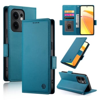 Чехол-книжка Side Buckle Magnetic Frosted Leather для OPPO Reno13 F/Reno13 FS - синий