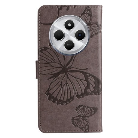 Чохол-книжка Embossed Butterfly для Xiaomi Redmi 14C 4G/Poco C75/Redmi A4 5G - сірий