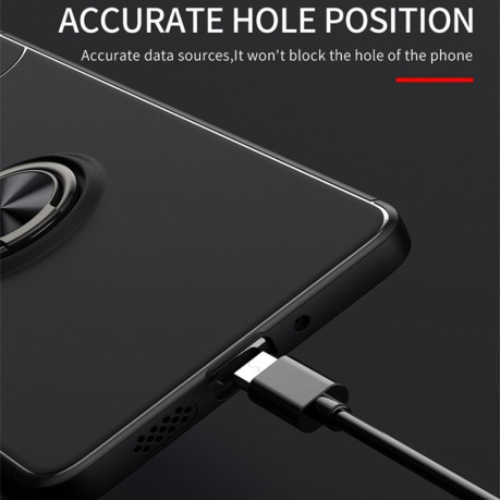 Ударозащитный чехол Metal Ring Holder 360 Degree Rotating на Samsung Galaxy A73 - черно-золотой