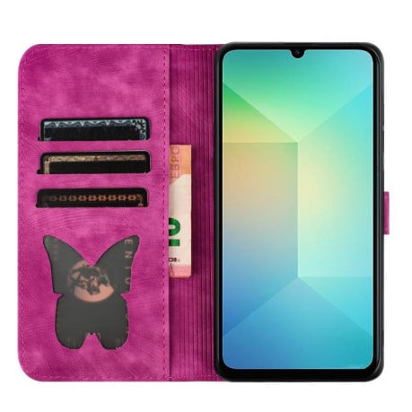 Чехол-книжка с тиснением Butterfly Cat мягкая фактура с магнитным хлястиком на Samsung Galaxy A07 4G / A06 4G - розовый