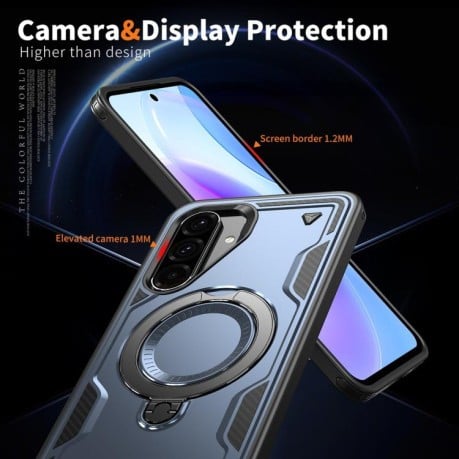 Противоударный чехол MagSafe Holder Armor PC Hybrid для Samsung Galaxy A56 5G - синий