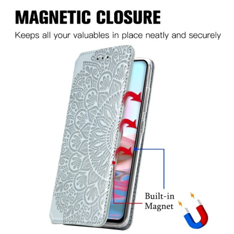 Чехол-книжка Blooming Mandala для Xiaomi Redmi Note 10/10s/Poco M5s 4G - серый