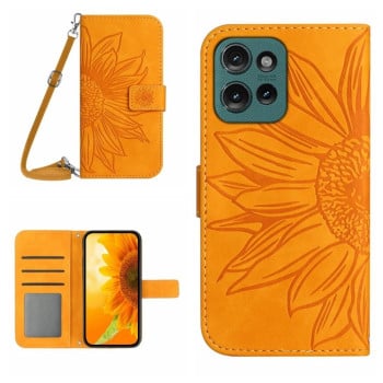 Чохол-книжка Skin Feel з малюнком соняшника на Motorola Moto G75 5G - жовтий