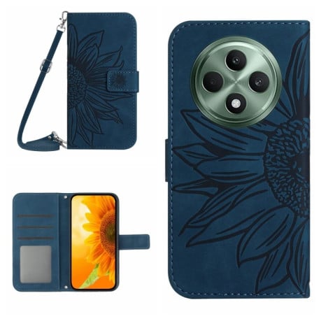 Чехол-книжка Skin Feel Sun Flower для OPPO Reno12 F/12 FS 5G Global - синий
