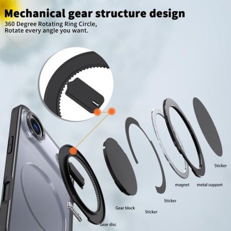 Чохол Kalebol з підставкою 360 та MagSafe на iPhone Air - чорний