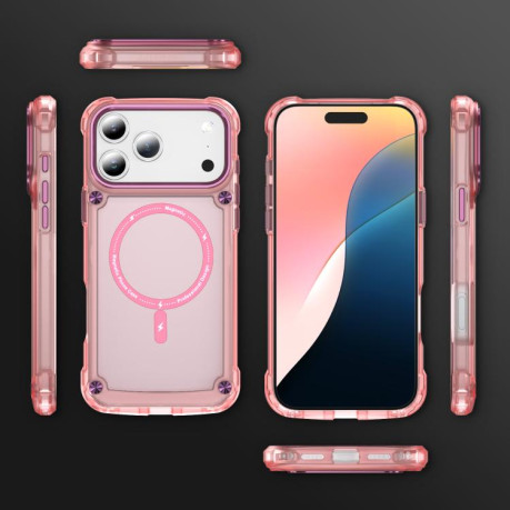 Противоударный чехол Skin Feel TPU + PC MagSafe Magnetic для iPhone 17 Pro - прозрачно-розовый
