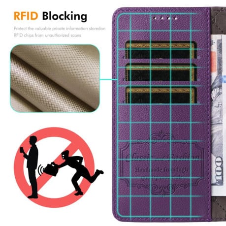 Чохол-книжка ENKAY RFID Blocking Wallet Kickstand з фактурою Litchi та магнітним хлястиком на Samsung Galaxy S25 FE 5G - чорний