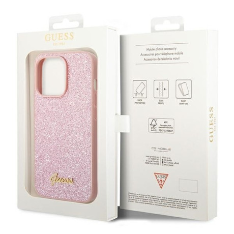 Оригінальний чохол Guess Glitter Script для iPhone 14 Pro Max - pink
