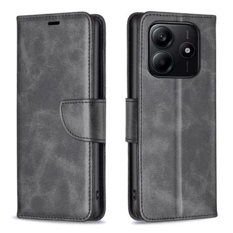 Чехол-книжка Retro Lambskin Textureдля Xiaomi Redmi Note 14 4G - черный