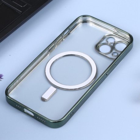 Протиударний чохол MagSafe Electroplating Straight для iPhone 14 Plus - темно-зелений