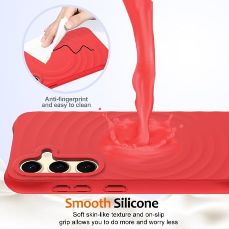 Протиударний чохол Wave Texture MagSafe Magnetic Liquid Silicone для Samsung Galaxy S24 FE 5G - червоний