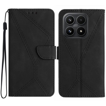 Чохол-книжка Stitching Embossed Leather на Xiaomi 17 — чорний