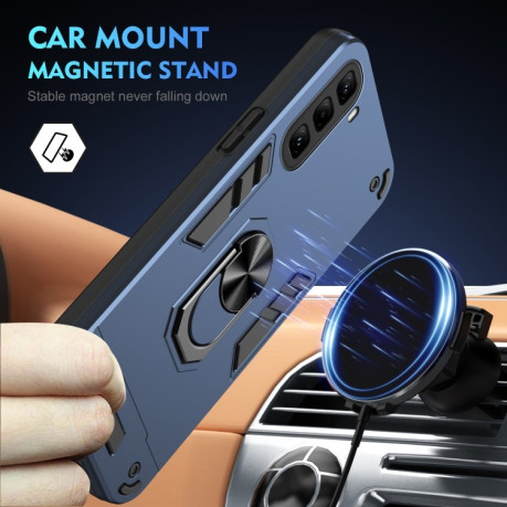Ударозащитный чехол Metal Ring Holder для Infinix Hot 50 Pro 4G - синий