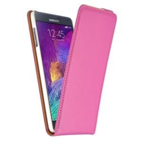 Кожаный флип-чехол на Samsung Galaxy Note 4 N910 розовый