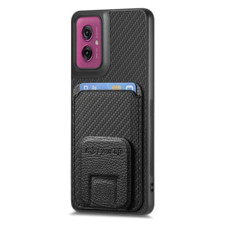 Противоударный чехол Carbon Fiber Card Bag для Motorola Moto G55 - черный