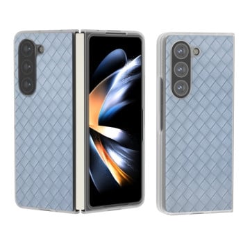 Противоударный чехол Woven Texture Frosted Translucent Frame для Samsung Galaxy  Fold 6 5G - голубой