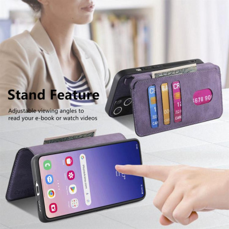 Чохол-книжка CaseNeo MagSafe RFID Anti-theft Retro Leather для Samsung Galaxy S25+ 5G - фіолетовий