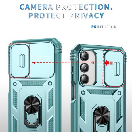 Противоударный чехол Sliding Camshield для Samsung Galaxy A26 5G / A17 5G - зеленый