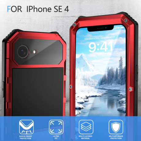 Противоударный чехол R-JUST Life Waterproof для iPhone 16e - красный