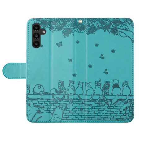 Чехол-книжка Cat Embossing Pattern на Samsung Galaxy S24 FE 5G - синий