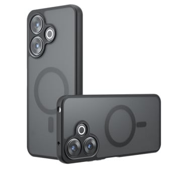 Противоударный чехол Armor Precise Hole гибрид твердого и мягкого материала на Xiaomi Poco M6 4G - черный