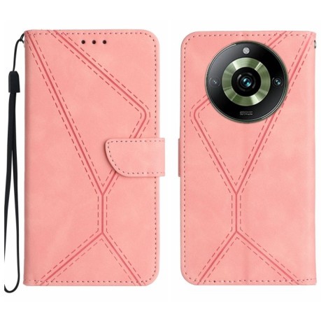 Чохол-книжка Stitching Embossed Leather для Realme 11 Pro 5G/11 Pro+ 5G - рожевий