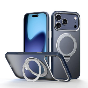Матовий магнітний чохол Sulada з поворотним тримачем 360° на iPhone 18 Pro Max — синій